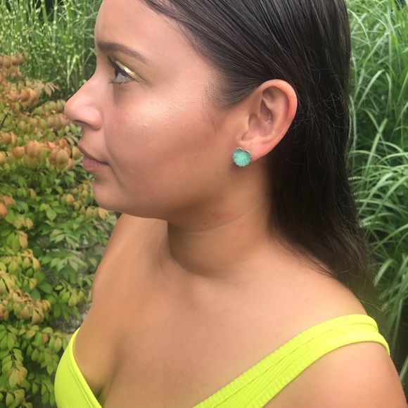 COPY - Verdigris lotus leaf stud earrings NWT - Picture 2 of 8